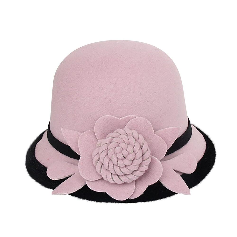 Women's Gatsb𝐲 Linen Cloche Hat with Lace Band and Flower Church Hats for Women